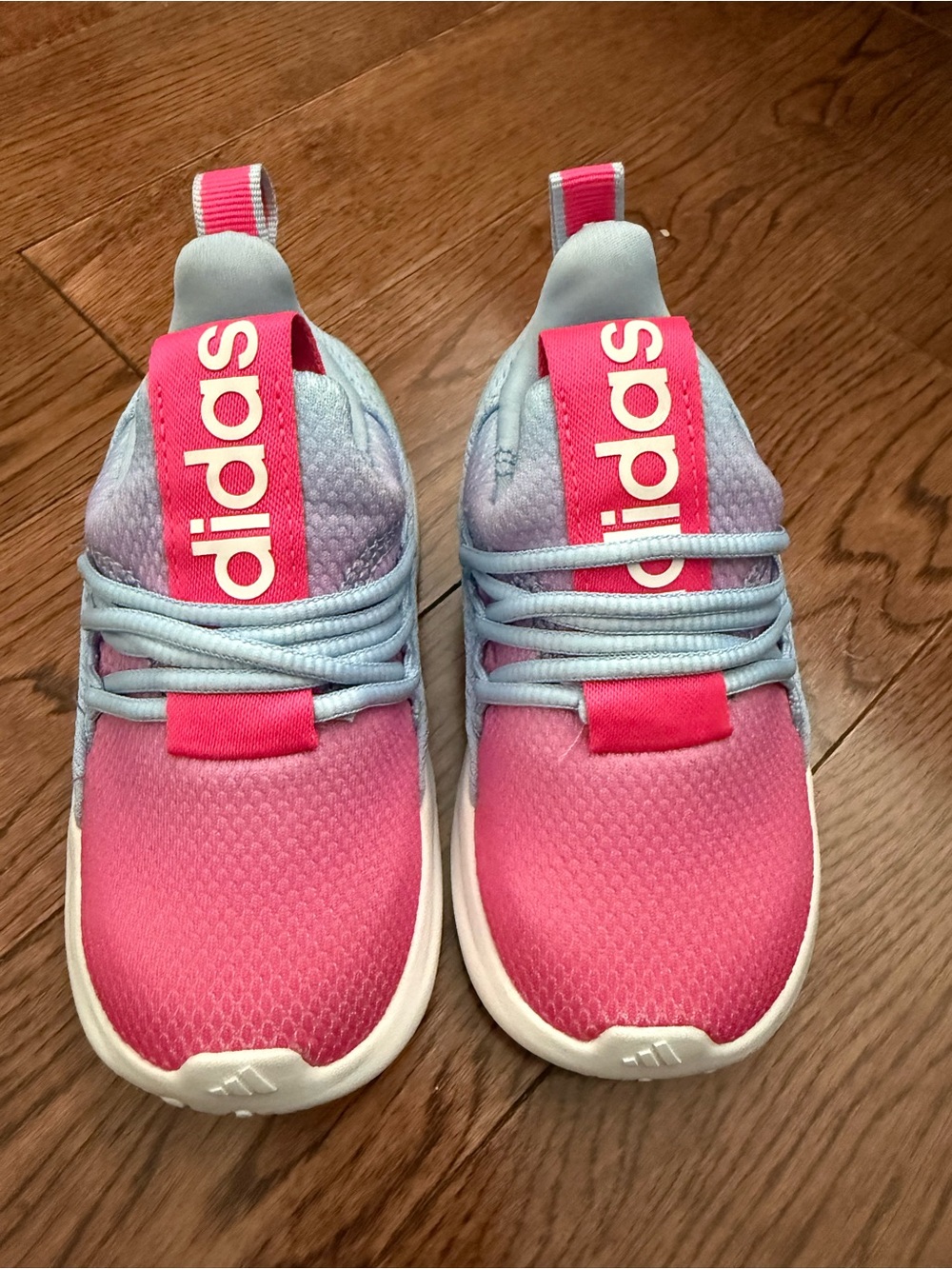 adidas Kids Pink and Light Blue Slip-On Sneakers